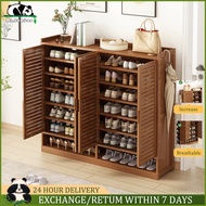 Mr.Bamboo Shoe Rack Bamboo Shoe Cabinet With Door Shoe Organizer 2/3/4 Doors 6/7/8 Layers Shoes Stor