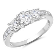 MAX + STONE 1 Carat Cubic Zirconia Engagement or Anniversary Eternity Three Stone Ring for Women in 