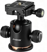 Andoer Tripod Ball Head, 360 Degree Rotating Panoramic Ball Head with Quick Release Plate 1/4 to 3/8