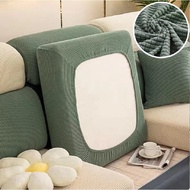 Elastic Sofa Seat Cover Patchwork Sofa Cover 1/2/3/4 Seater Solid Color Fleece Sarung Kusyen Bujur Back Cushion Cover