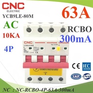 NC 63A 4P RCBO 300mA AC ON-Grid 3-Phase Residual RCBO-4P-63A-300mA