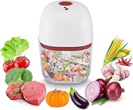BEPER Rechargeable Mini Chopper 350ml Cordless Chopper with 3 Stainless Steel Blades + USB Red/White