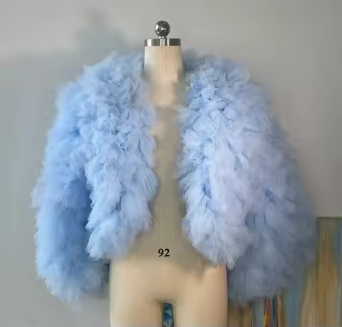 plus size Cropped Ruffle Jacket Tulle Jacket wedding cape bolero Wrap bridalaccessory custom size