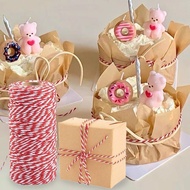 Red and White Cotton Twine, 100meters Gift Bandage Label Rope Bakers Twine Ribbon for Baking, Butche