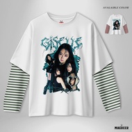 MACDEER Oversized Long Sleeve White Double Layer White Tshirt Aespa Kpop C13