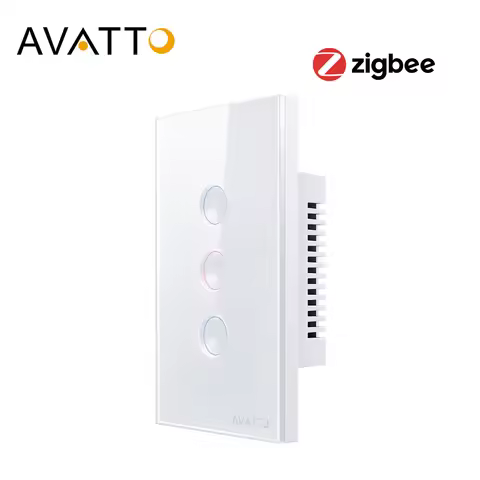 AVATTO Tuya ZigBee Wall Touch Smart Light Switch 2.5D Touch luxury Glass Neutral Wire US 1-4 Gang Wo