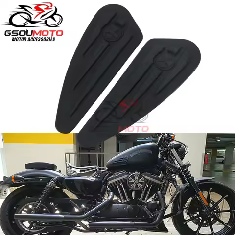 Motorcycle Gas Fuel Tank Stickers Rubber Knee Pad Side Decals For Harley Sportster XL 883 1200 883N 