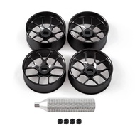 4Pcs Metal 1/24 1/28 RC Car Drift Wheels, [2N+2W] 22mm 1/28 RC Car Drift Hubs for Mini-Z BBS Mini-Q 