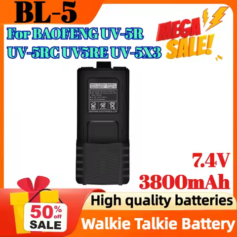 BL-5 7.4V 3800mAh Battery For BAOFENG UV-5R UV-5RC UV5RE UV-5X3 BF-F8HP GT-5R BF-F8/9 Walkie Talkie 