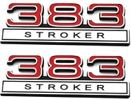 2pcs 383 Stroker 6.2 Liter Engine Emblems Badge 3D Decals Stickers Cars Trucks (Chrome Red)