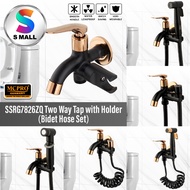 Bathroom Faucet Water Tap Stainless Steel Rose Gold Black Two Way Tap with Bidet Holder SSRG7826ZQ with Bidet Hose Set