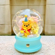 小熊維尼/Winnie the Pooh/永生花/乾燥花/夜燈/玻璃盅/藍芽音樂