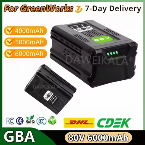 100% 80V Replacement Rechargeable Battery for Greenworks 6.0Ah Lithium Battery for GBA80200 GBA80250