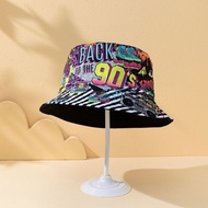 80S90S Double-Sided Bucket Hat Sunscreen Fashion Men Women Basin Hat Hip Hop Hat 0813