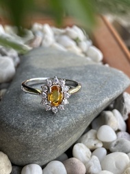 แหวนบุษราคัม (Yellow Sapphire) เงินแท้ 925 เคลือบทองคำขาว