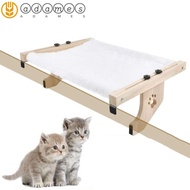 ADAMES Cat Window Perch, Easy To Adjust Wood Frame Cat Hammock, Assemble Metal Hooks No-punching Sturdy Cat Bed Seat Bedside