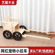 Solid Wood Push Cart, Handmade Lightweight Dog Walking Cart, Pet Dog Grocery Cart, Small Pull Cart, 