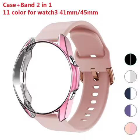 2in1 Strap + Case For Samsung Galaxy Watch 3 41mm 45mm Protector Cover Silicone Smart Watchband Brac