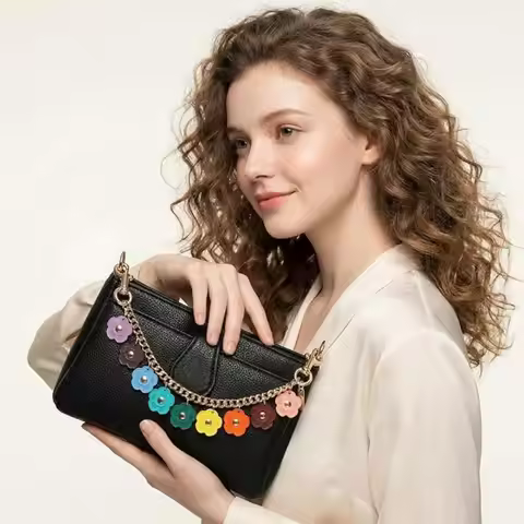 Cute Colorful Flower Bag Chain Charm DIY Metal Wallet Chain Charm Bag Accessories Bag Strap Extender