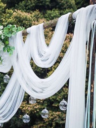1入組白色婚禮椅裝飾,形狀為鋼結使用帶有竹節設計的布料