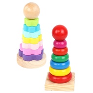 Children Rainbow Tower Stacking Ring Infants Toddlers Stacking 7-8 Months One Year Old Baby Toys Edu