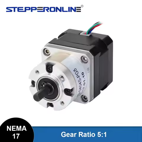 STEPPERONLINE Nema 17 Geared Stepper Motor with 5:1 Planetary Gearbox 0.4A for DIY CNC Robot 3D Prin