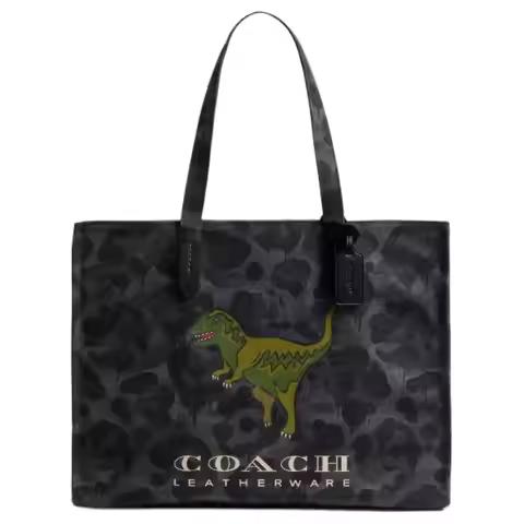 COACH Rexy Fabric Tote Bag, Shopping Bag, Shoulder Bag Large Women's Colorful Charcoal Gray CCD11-A5