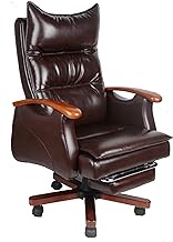 SMLZV Cowhide Executive Chair,Adjustable Boss Chair with Retractable Footrest,135°Reclining Ergonomic Office Chair,Headrest and Double Thick Cushion
