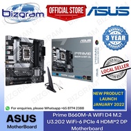 (NEW) Asus Prime B660M-A WIFI D4 M.2 U3.2G2 WiFi-6 PCIe 4 HDMI*2 DP Motherboard (3-Year SG Warranty)