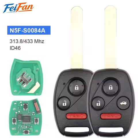 FeiFan 2/3/4 Buttons For Honda Civic EX Si 2006 - 2013 Remote Car Key 313.8Mhz 433Mhz ID46 PCF7961 C
