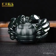 Sapphire Hand Toad Play with Xinjiang Tiger Gold Source Parts Black Jade Hetian Jade Parts Grip Hand