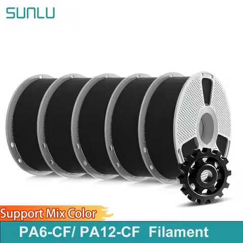 SUNLU 5Roll PA6-CF/ PA12-CF 3D Filament 1.75mm Carbon Fiber-Textured Nylon Filament for 3D Printer ,