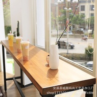 Bar Combination Leisure Cafe Long Table Chair Bar Solid Wood Milk Tea Shop 9LRG