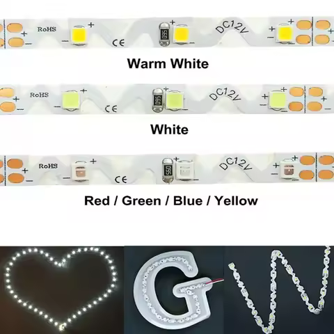12V S Shape LED Strip Light Tape 2835 60LED/m 120LED/m Flexible LED Light Strip Lamp Warm White Ligh