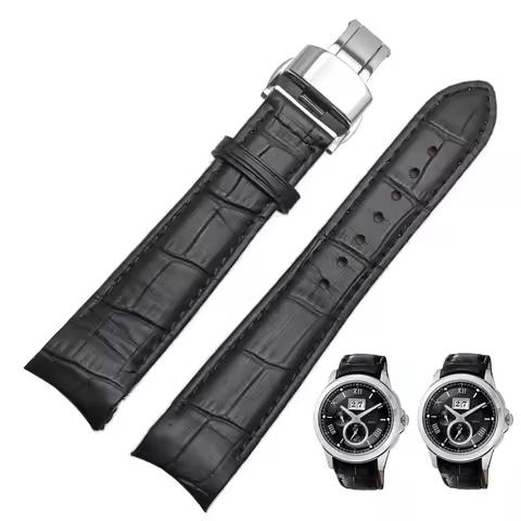 For Tissot Seiko Omega breitling Watch Strap Bracelets Butterfly Buckle ReplacementCalfskin Genuine 