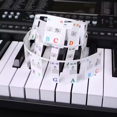 88/61 Keys Silicone PVC Piano Keyboard Note Labels Guide Labels One-Piece Removable Overlay Sticker 
