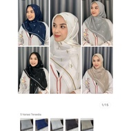 MANDJHA HIJAB IVAN GUNAWAN FASHION ORIGINAL SCARF MOTIF QUEENIE WHITE, PRODUCTION NAVY, GREY, BLACK 
