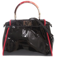 近新 Fendi Mini Peekaboo 8BN316 漆皮RED兩用手提包/單肩包，黑色，0772 [二手] FENDI