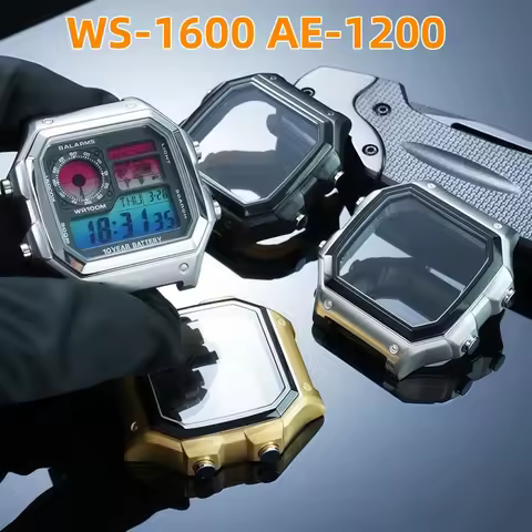 WS-1600 Mod Kit All Metal for Casio 3299 AE1200 Case AE-1200 AE-1200WH AE1300 Bezel Stainless Steel 