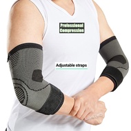 Elbow Compression Sleeve with Strap 1 Pair Elbow Brace for Tendonitis and Tennis Elbow Pain Relief E