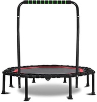 Trampoline Replacement Accessories, Fitness Mute Foldable Trampoline with Armrests Mini Exercise Rebounder for Adults Indoor/Garden Workout Equipment,Maximum Load 200Kg