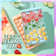 33 Grids Round Ice Cube Tray with Cover DIY Homemade Ice Ball Box Jelly Mold Maker Drink Bar Ice Box