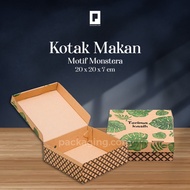 Dus Makan Motif Monstera/Dus Makan/Dus Nasi/Kotak Nasi Uk