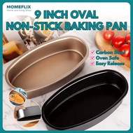 Homeflix 9 Inch Oval Baking Pan Nonstick Cake Maker Mold Oven Bake Tray Cheesecake Molder Carbon