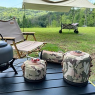 Camping Gas Canister Protective Cover Camo Shockproof Butane Tank Bag with Hook Outdoor Hiking