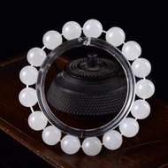 秒殺 天然新疆和田玉羊脂玉圓珠手鏈 玉質細膩油潤