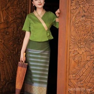 Pakaian Etnik pakaian Cina wanita Tradisional Yunnan Dai Gaya Etnik pinggir baju serong Pakaian Trad