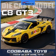 CBB 1:32 Corvette C8 ZR1X GT3 Alloy Diecast Car Model Toy Sound Light Pull Back For Kids Boys Adults