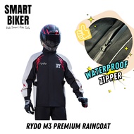 RYDO M3 Premium Raincoat Waterproof Zipper Unisex Hoodie Removable (Jacket, Pants, Beg)