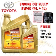 (100% ORIGINAL) TOYOTA ENGINE OIL 5W40 FULLY SYNTHETIC 4L + 1L FREE TOYOTA OIL FILTER 90915-YZZE1